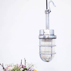 Chrome-plated Portable lamp with ribbed glass anciellitude