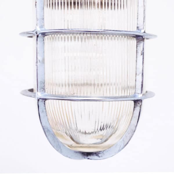 Chrome-plated Portable lamp with ribbed glass anciellitude