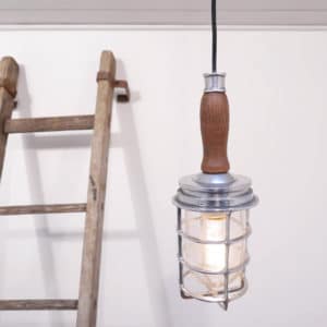 Inspection lamp with wood handle and "square" grid 6