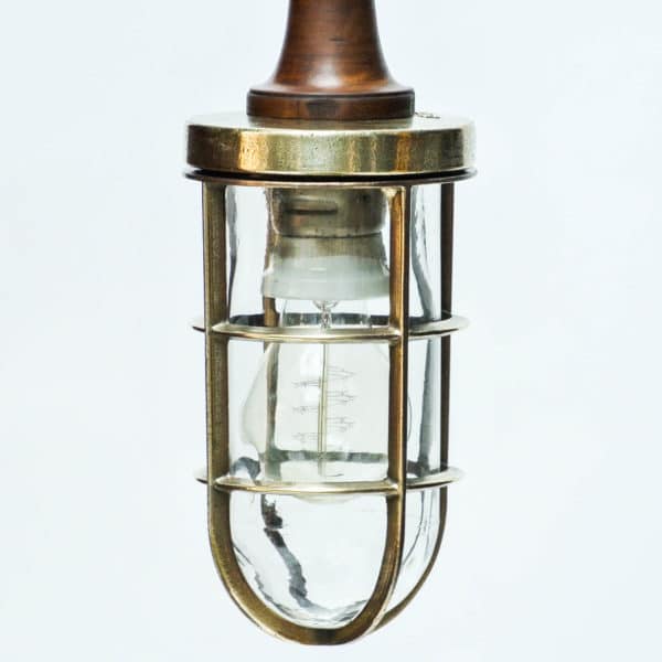 Portable lamp in brass and wood (model 2)anciellitude