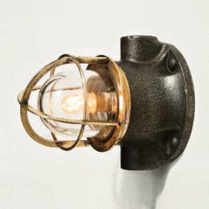 Small Signal Lamp in Brass and Patinated Cast Iron (wall light) anciellitude