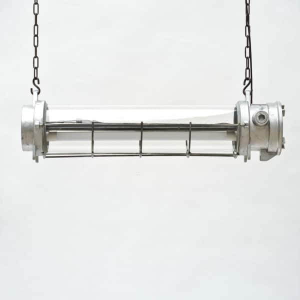Industrial Fluorescent Light in Cast Aluminium with a Fence (ceiling light) anciellitude
