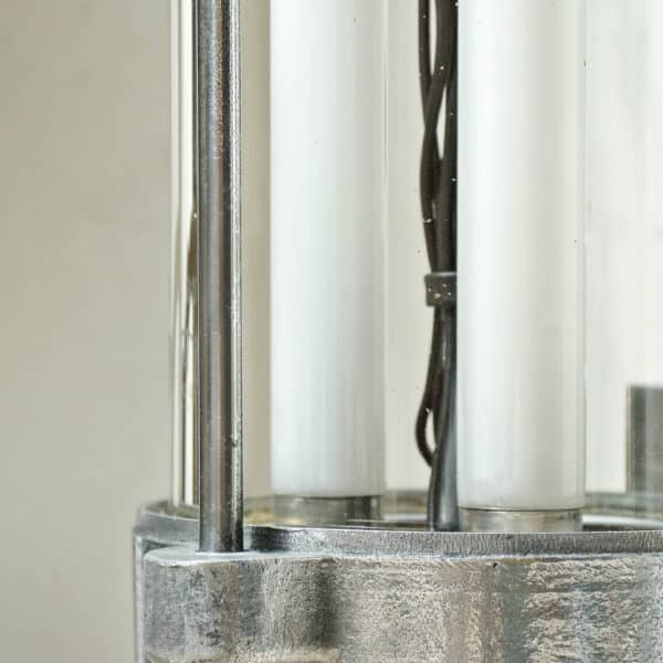 Fluo en fonte d'aluminium poli et verre transparent anciellitude
