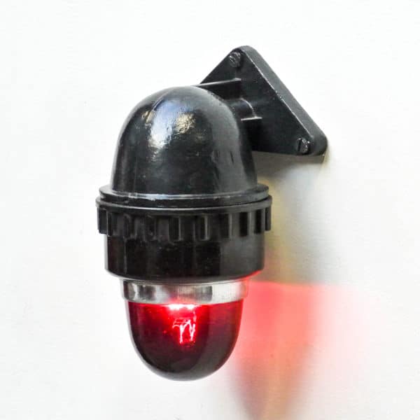 Pair of Black Signal Lamp with Red Glass Anciellitude