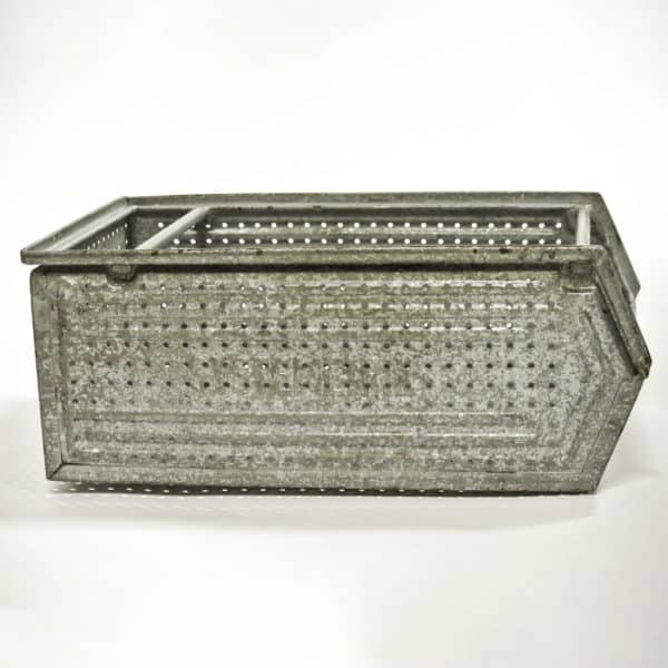 Large Galvanized, Perforated Metallic Crate (Varnished) anciellitude