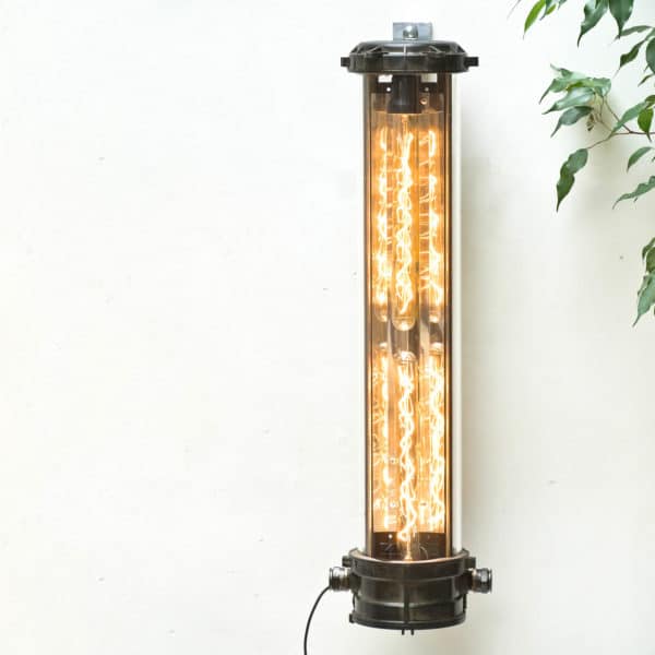 Industrial Fluorescent Light in Patinated Cast Aluminium, with 2 Bulbs  Anciellitude