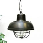 Small Ceiling lamp Made of Patinated Steel with Light Shade. anciellitude
