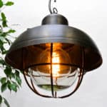 Small Ceiling lamp Made of Patinated Steel with Light Shade. anciellitude