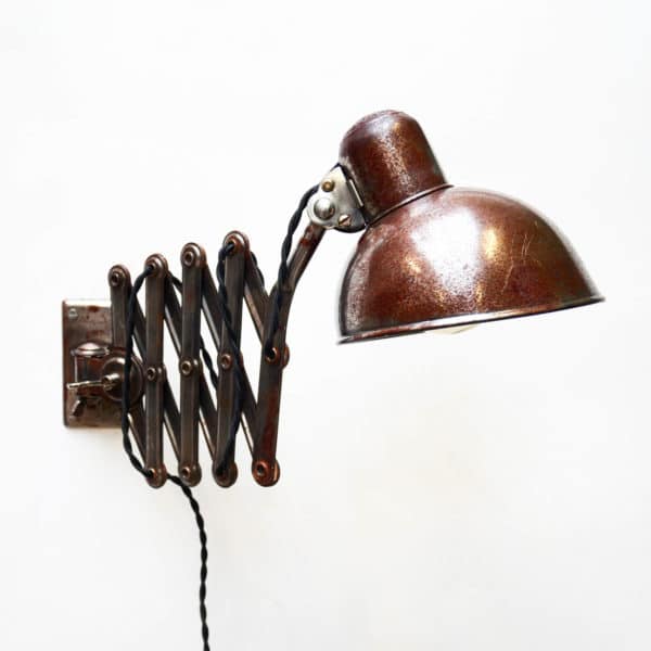Scissor Wall Lamp Kaiser Idell by  Dell, « Rough »Varnished anciellitude