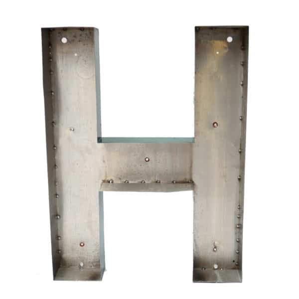 Grande lettre H verte en métal vintage anciellitude