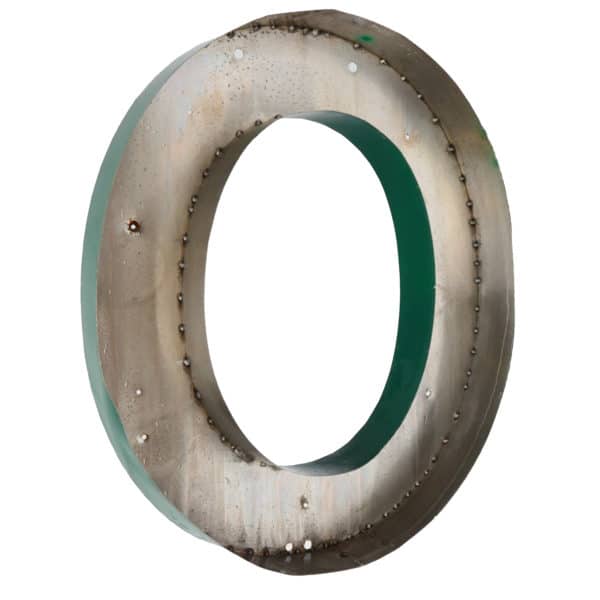 Old Green Letter O of Signboard Made of Zinc anciellitude