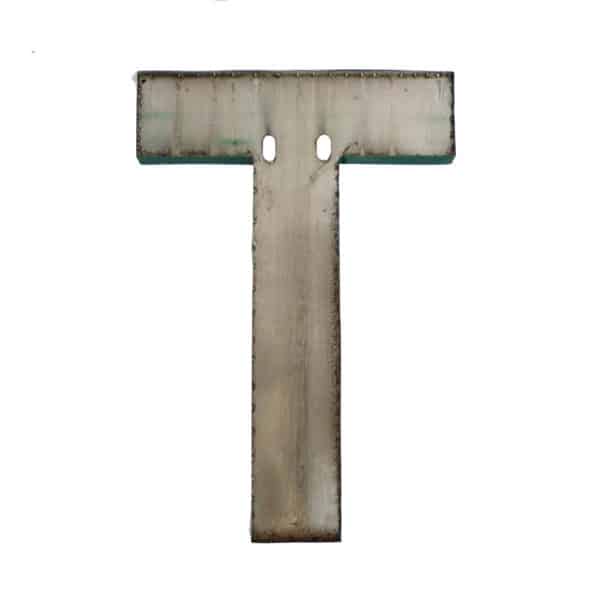 Old Green Letter T of Signboard Made of Zinc anciellitude