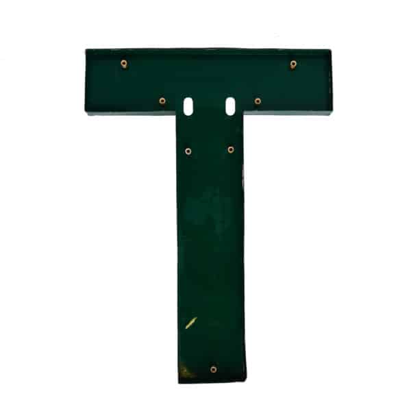 Old Green Letter T of Signboard Made of Zinc anciellitude