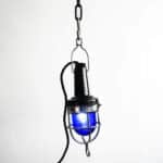 Mini portable lamp CCCP with blue glass protected by a grid anciellitude