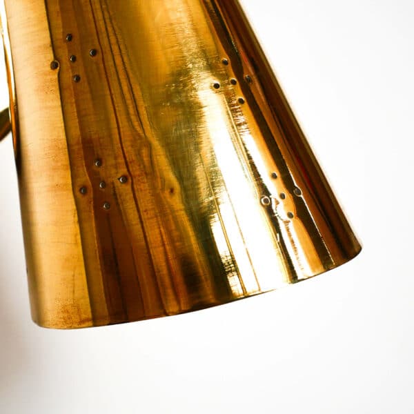 Old Conical Brass Wall Lamp, Perforated Lampshade anciellitude