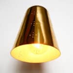 Old Conical Brass Wall Lamp, Perforated Lampshade anciellitude
