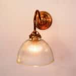 Brass and Chiseled Glass Swan Neck Wall Lamp anciellitude