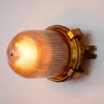 Old Wall Lamp in Brass and Striated Glass V2 anciellitude