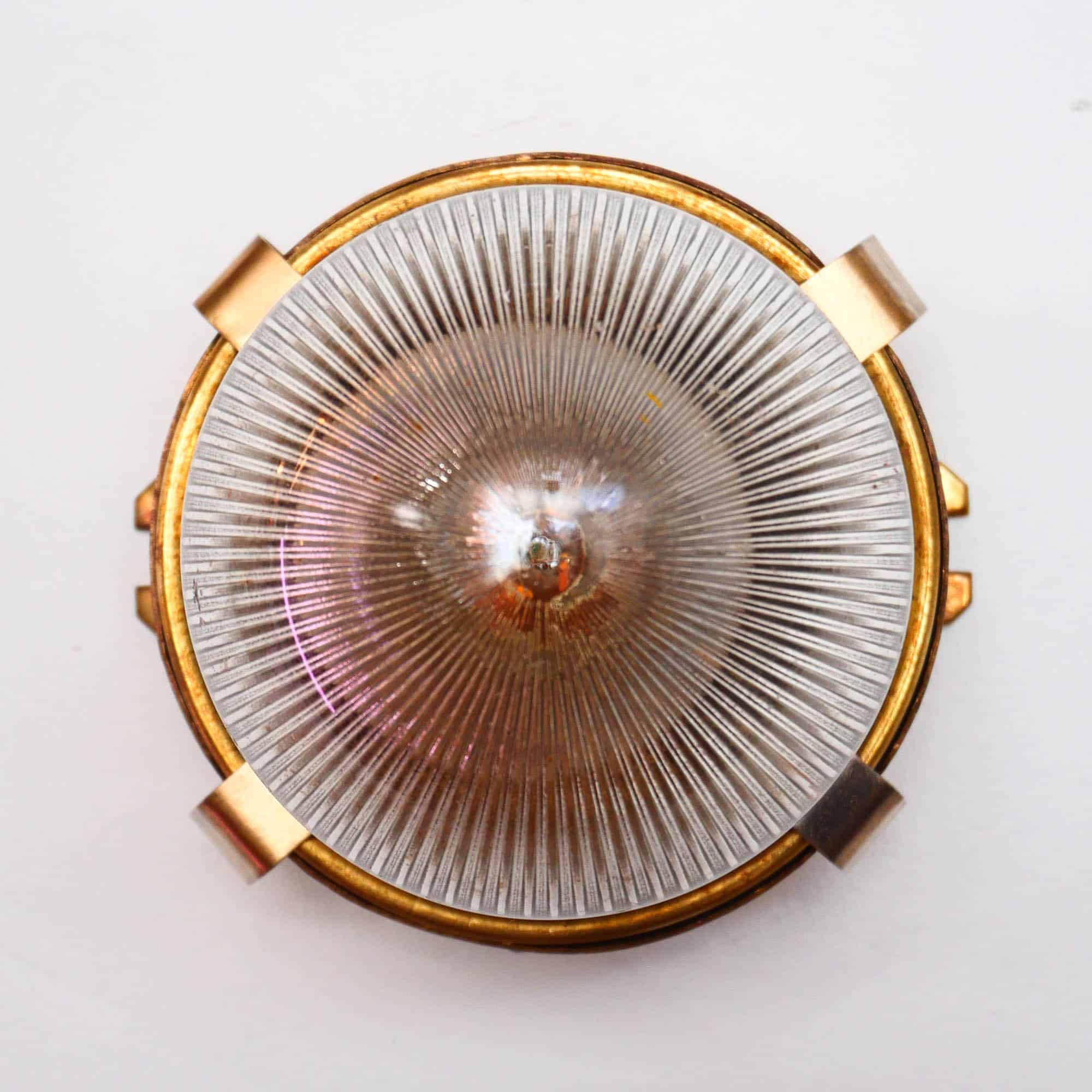 Old Wall Lamp in Brass and Striated Glass V2 anciellitude