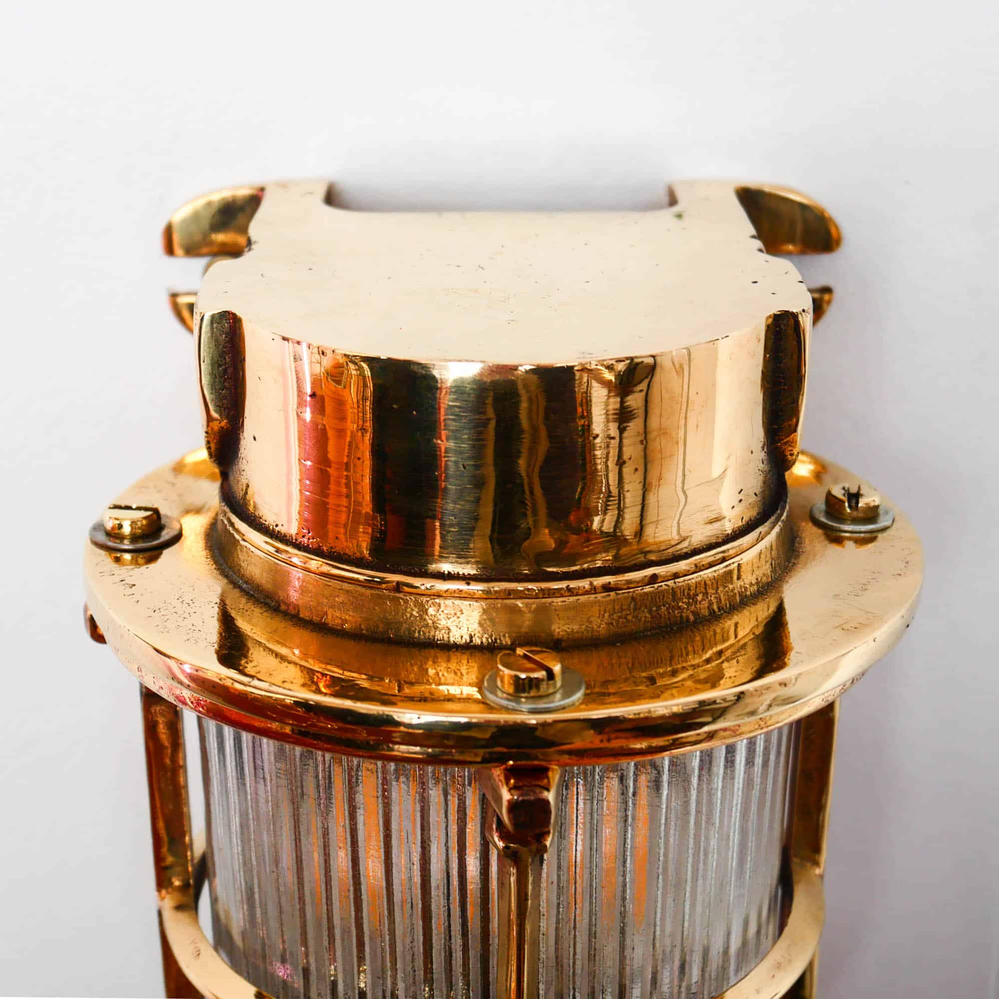 Old Bronze Wall Lamp with Large Streaked Glass  anciellitude