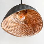Old eglomized glass lampshade mounted in suspension – V2 anciellitude