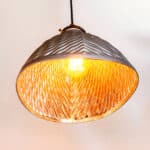Old eglomized glass lampshade mounted in suspension – V3 - Helioray anciellitude