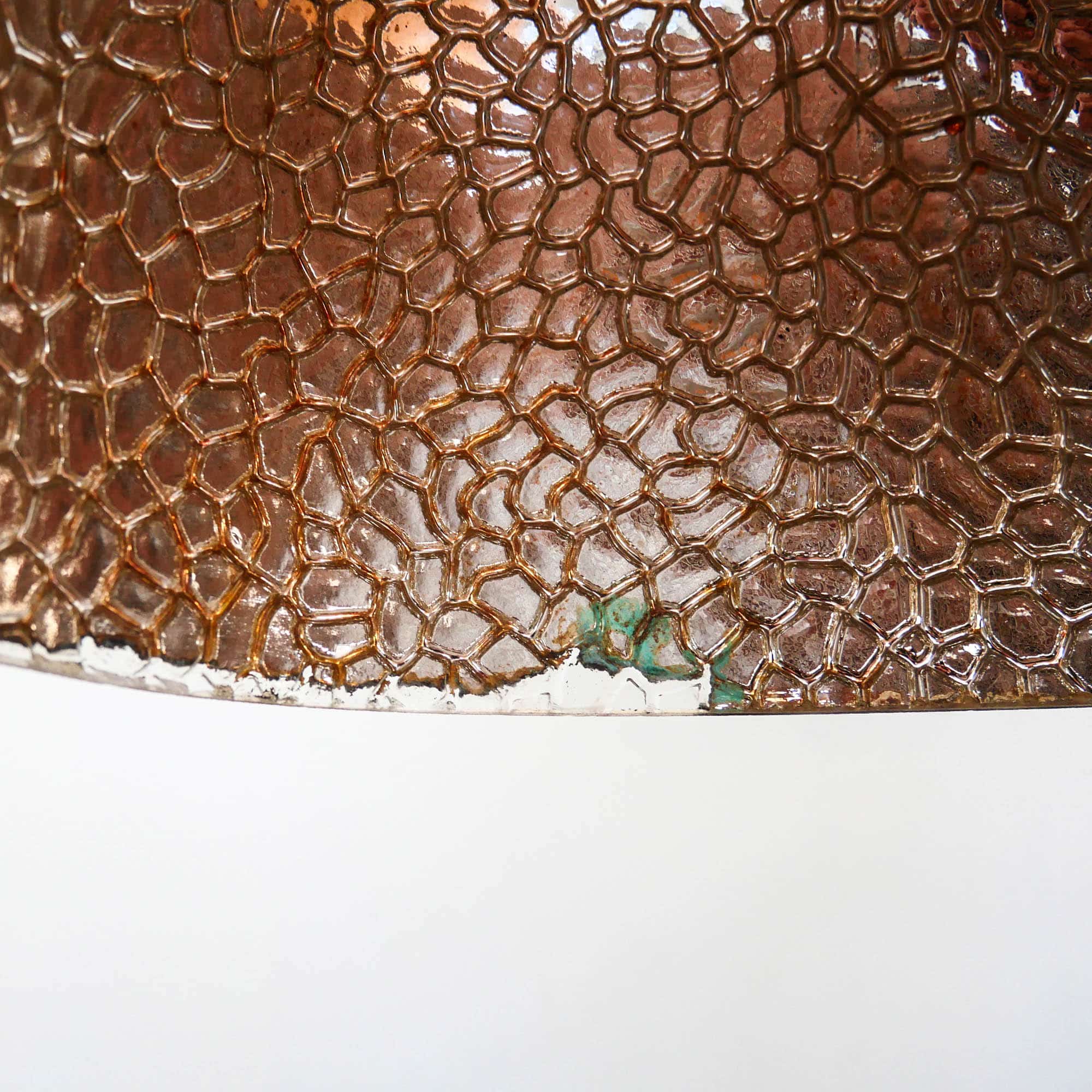Old eglomized glass lampshade mounted as a 