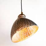 Old eglomized glass lampshade mounted in suspension – V1 - Helioray anciellitude