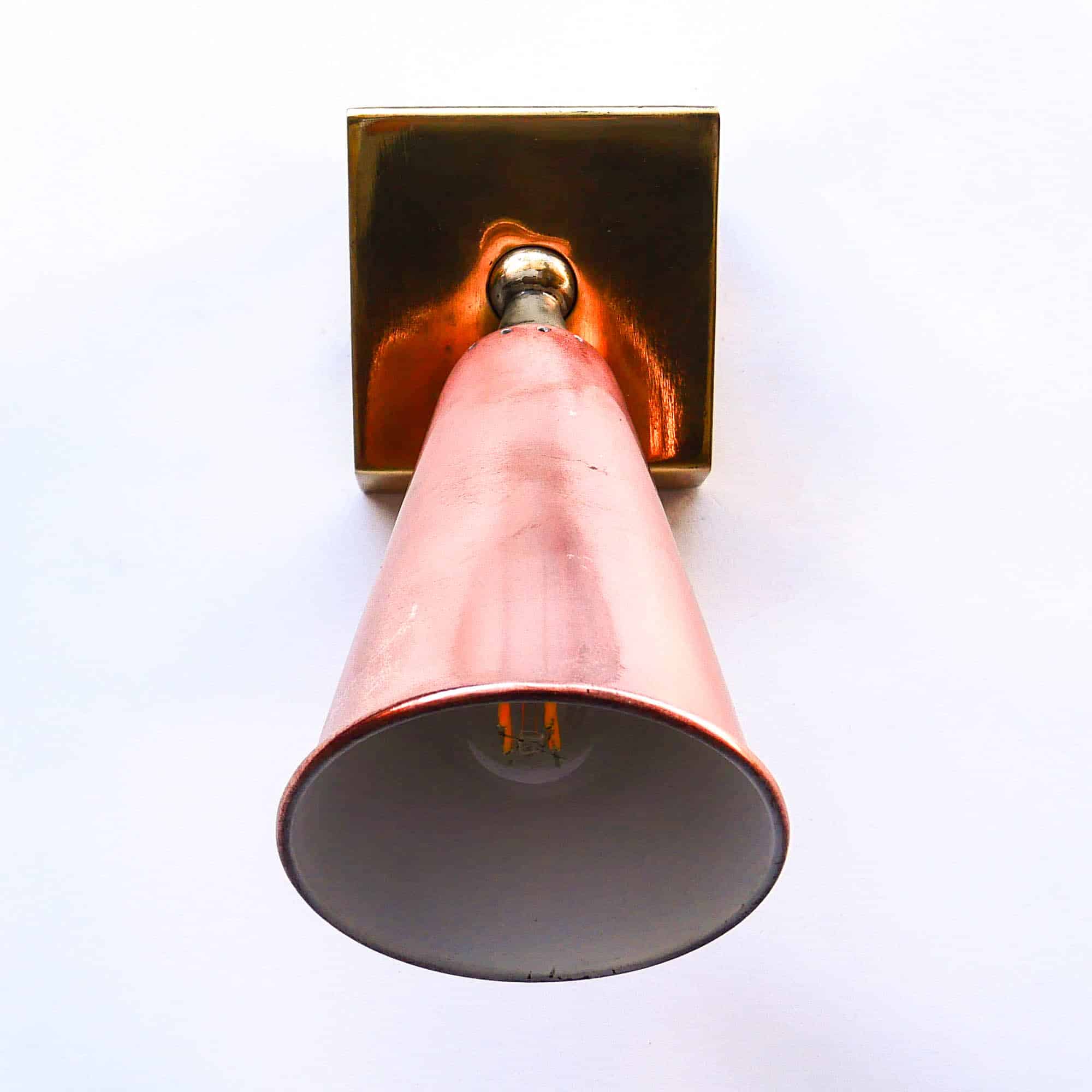 Old Conical Reading Light in Copper and Brass anciellitude