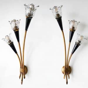 Ancienne paire d'appliques « tulipes »