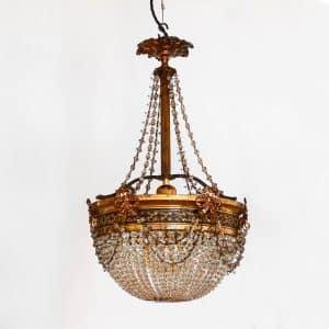 Ancien lustre Napoléon III style Louis XVI – Bronze et perles de cristal anciellitude