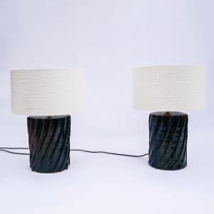 Paire de lampes en terracotta émaillée – Italie, années 1960 anciellitude