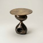 Sculptural Bronze Side Table in 