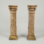 Pair of Sculpted Columns in Reconstituted Stone — Neo-Renaissance Style, Circa 1900 anciellitude