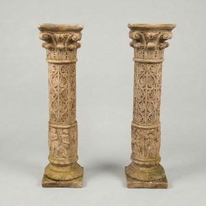 Pair of Sculpted Columns in Reconstituted Stone — Neo-Renaissance Style, Circa 1900 anciellitude