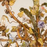 Floral Basket Chandelier with Porcelain Flowers — Louis XV Style, 20th Century anciellitude