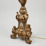 Large Rococo Style Carved Wood Floor Lamp — Repurposed Church Pricket, 19th Century anciellitude