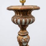 Large Rococo Style Carved Wood Floor Lamp — Repurposed Church Pricket, 19th Century anciellitude