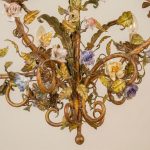Floral Basket Chandelier with Porcelain Flowers — Louis XV Style, 20th Century anciellitude