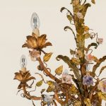 Floral Basket Chandelier with Porcelain Flowers — Louis XV Style, 20th Century anciellitude