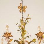 Floral Basket Chandelier with Porcelain Flowers — Louis XV Style, 20th Century anciellitude