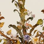 Floral Basket Chandelier with Porcelain Flowers — Louis XV Style, 20th Century anciellitude