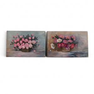 Paire de Natures Mortes Florales par Alice Rey – Huiles sur Panneaux – France, env. 1950 anciellitude
