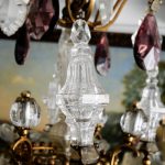 Grand Lustre Cage de Style Louis XV à Pendeloques de Cristal et Gouttes Améthyste, vers 1950 anciellitude