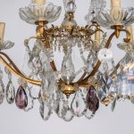 Grand Lustre Cage de Style Louis XV à Pendeloques de Cristal et Gouttes Améthyste, vers 1950 anciellitude