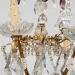 Grand Lustre Cage de Style Louis XV à Pendeloques de Cristal et Gouttes Améthyste, vers 1950 anciellitude