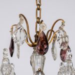 Grand Lustre Cage de Style Louis XV à Pendeloques de Cristal et Gouttes Améthyste, vers 1950 anciellitude