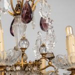 Grand Lustre Cage de Style Louis XV à Pendeloques de Cristal et Gouttes Améthyste, vers 1950 anciellitude