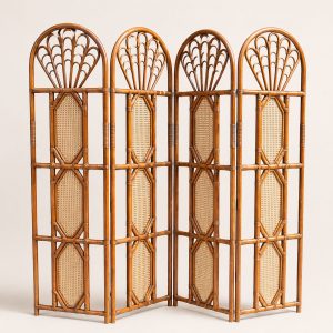 Paravent "Riviera" à 4 Feuilles en Rotin et Cannage – Design Circa 1970 anciellitude