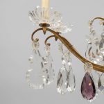 Grand Lustre Cage de Style Louis XV à Pendeloques de Cristal et Gouttes Améthyste, vers 1950 anciellitude
